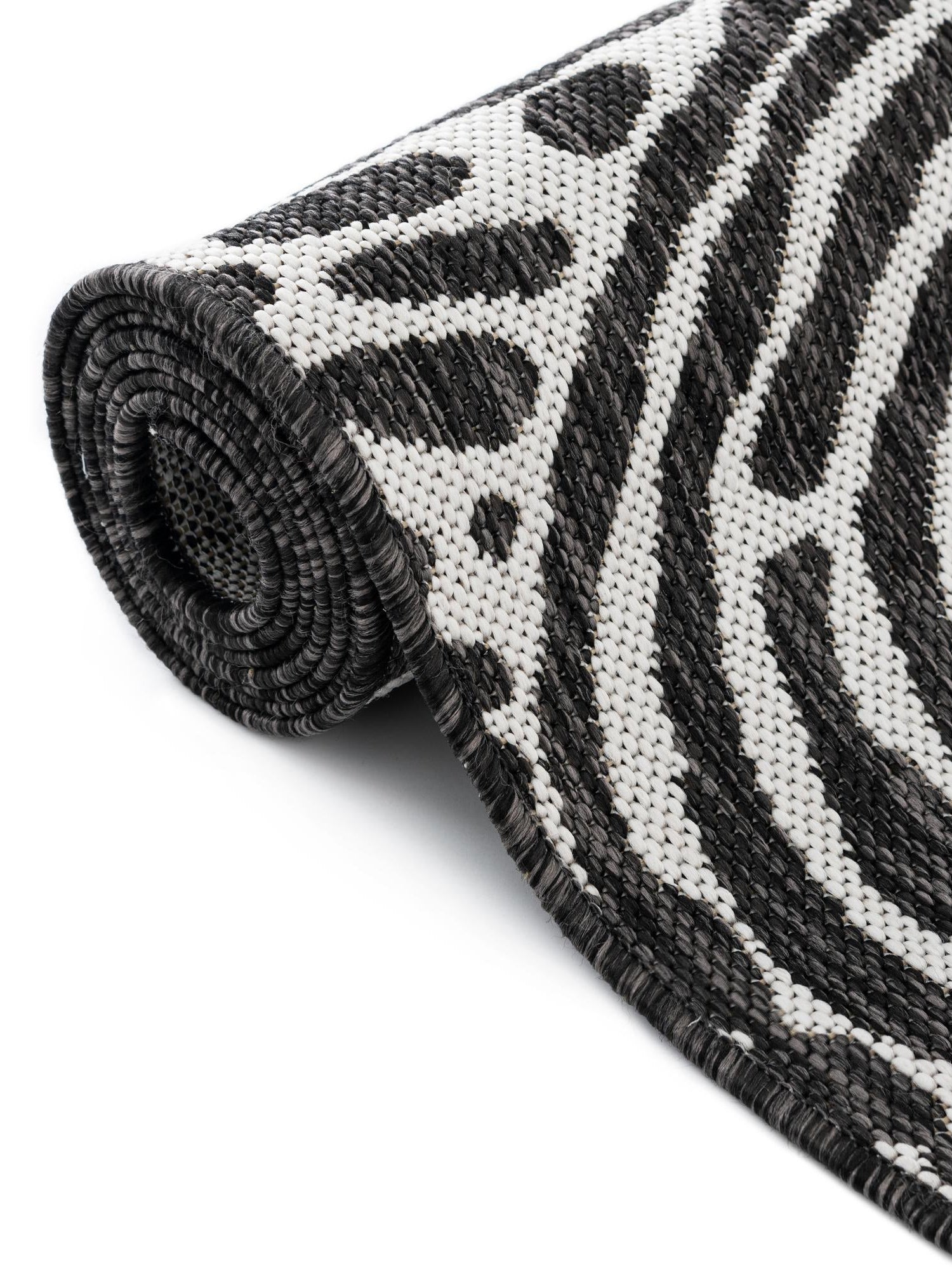 Black and White 6' 1 x 9' Outdoor Modern Rectangle Area Rug Weather Resistant for Patio, Deck, Terrace, Balcony, Porch 100% Polypropylene Modern Outside Carpet for Sale at Rug Engine