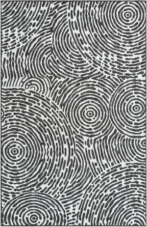 Black and White 5' 3 x 8' Outdoor Modern Rectangle Area Rug Weather Resistant for Patio, Deck, Terrace, Balcony, Porch 100% Polypropylene Modern Outside Carpet for Sale at Rug Engine