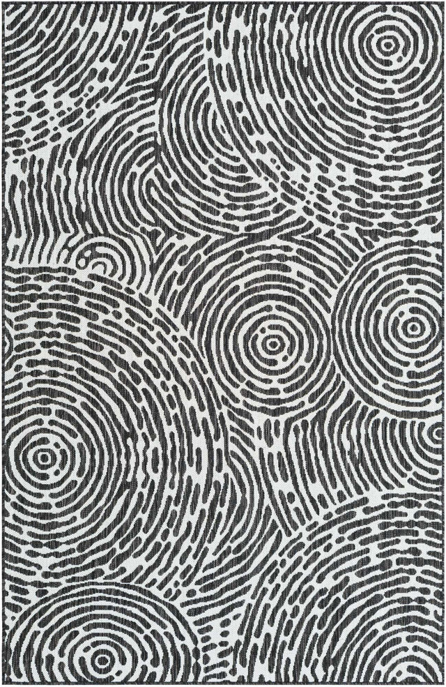 Black and White 5' 3 x 8' Outdoor Modern Rectangle Area Rug Weather Resistant for Patio, Deck, Terrace, Balcony, Porch 100% Polypropylene Modern Outside Carpet for Sale at Rug Engine