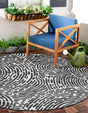 Black and White 6' 1 x 6' 1 Outdoor Modern Round Rug