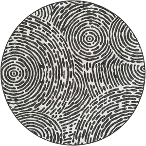 Black and White 6' 1 x 6' 1 Outdoor Modern Round Rug