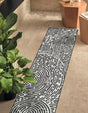 Black and White 2' x 5' 3 Outdoor Modern Runner Area Rug Weather Resistant for Patio, Deck, Terrace, Balcony, Porch 100% Polypropylene Modern Outside Carpet for Sale at Rug Engine