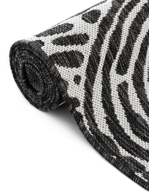Black and White 2' x 8' Outdoor Modern Runner Area Rug Weather Resistant for Patio, Deck, Terrace, Balcony, Porch 100% Polypropylene Modern Outside Carpet for Sale at Rug Engine