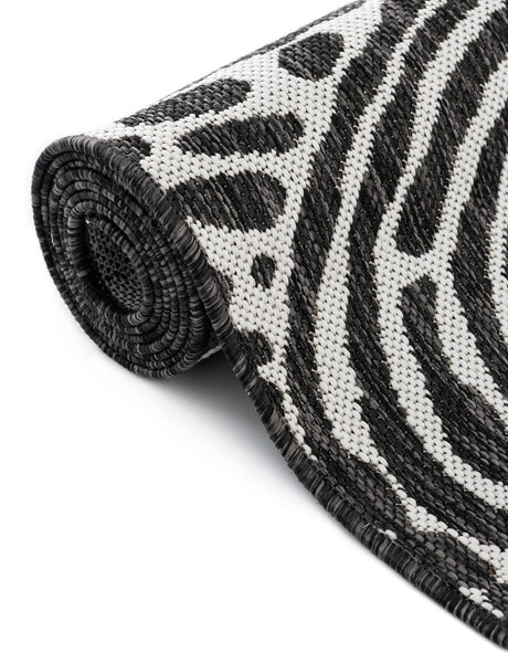 Black and White 2' 7 x 12' Outdoor Modern Runner Area Rug Weather Resistant for Patio, Deck, Terrace, Balcony, Porch 100% Polypropylene Modern Outside Carpet for Sale at Rug Engine
