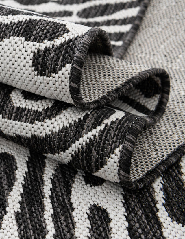 Black and White 2' x 8' Outdoor Modern Runner Area Rug Weather Resistant for Patio, Deck, Terrace, Balcony, Porch 100% Polypropylene Modern Outside Carpet for Sale at Rug Engine