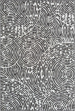 Black and White 6' 1 x 9' Outdoor Modern Rectangle Area Rug Weather Resistant for Patio, Deck, Terrace, Balcony, Porch 100% Polypropylene Modern Outside Carpet for Sale at Rug Engine