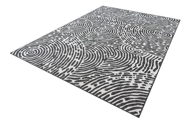 Black and White 7' 1 x 10' Outdoor Modern Rectangle Area Rug Weather Resistant for Patio, Deck, Terrace, Balcony, Porch 100% Polypropylene Modern Outside Carpet for Sale at Rug Engine