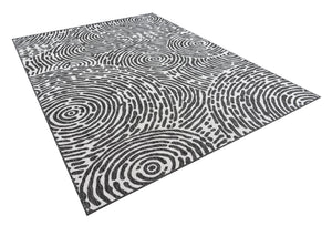 Black and White 7' 1 x 10' Outdoor Modern Rectangle Area Rug Weather Resistant for Patio, Deck, Terrace, Balcony, Porch 100% Polypropylene Modern Outside Carpet for Sale at Rug Engine
