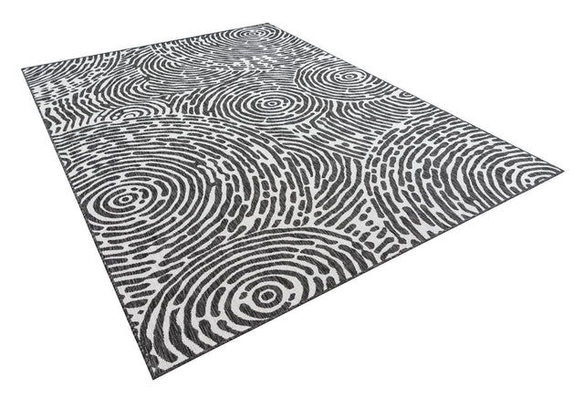 Black and White 7' 1 x 10' Outdoor Modern Rectangle Area Rug Weather Resistant for Patio, Deck, Terrace, Balcony, Porch 100% Polypropylene Modern Outside Carpet for Sale at Rug Engine