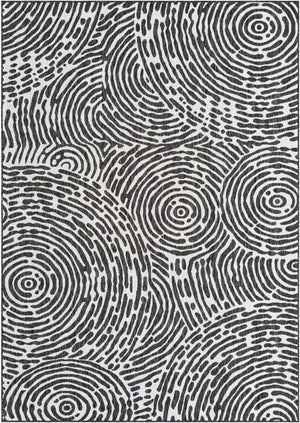 Black and White 7' 1 x 10' Outdoor Modern Rectangle Area Rug Weather Resistant for Patio, Deck, Terrace, Balcony, Porch 100% Polypropylene Modern Outside Carpet for Sale at Rug Engine