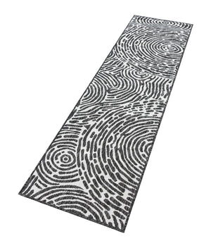 Black and White 2' x 8' Outdoor Modern Runner Area Rug Weather Resistant for Patio, Deck, Terrace, Balcony, Porch 100% Polypropylene Modern Outside Carpet for Sale at Rug Engine