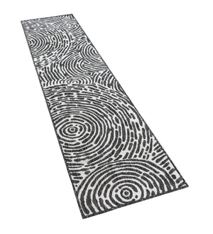 Black and White 2' x 8' Outdoor Modern Runner Area Rug Weather Resistant for Patio, Deck, Terrace, Balcony, Porch 100% Polypropylene Modern Outside Carpet for Sale at Rug Engine
