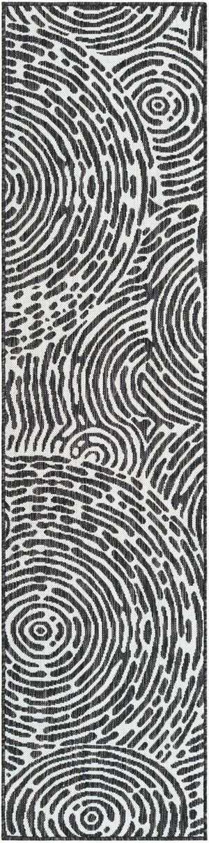 Black and White 2' x 8' Outdoor Modern Runner Area Rug Weather Resistant for Patio, Deck, Terrace, Balcony, Porch 100% Polypropylene Modern Outside Carpet for Sale at Rug Engine