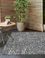 Black and White 12' x 12' Outdoor Modern Square Area Rug Weather Resistant for Patio, Deck, Terrace, Balcony, Porch 100% Polypropylene Modern Outside Carpet for Sale at Rug Engine