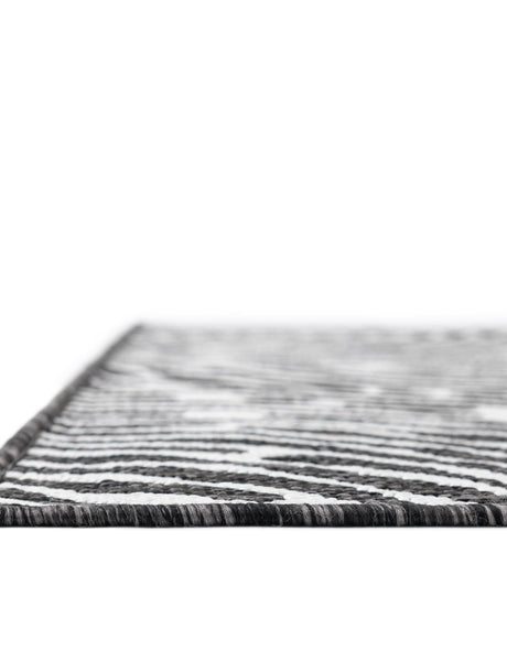 Black and White 10' x 10' Outdoor Modern Square Area Rug Weather Resistant for Patio, Deck, Terrace, Balcony, Porch 100% Polypropylene Modern Outside Carpet for Sale at Rug Engine