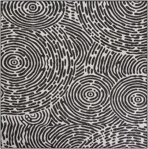 Black and White 7' 10 x 7' 10 Outdoor Modern Square Area Rug Weather Resistant for Patio, Deck, Terrace, Balcony, Porch 100% Polypropylene Modern Outside Carpet for Sale at Rug Engine