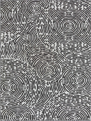 Black and White 9' x 12' Outdoor Modern Rectangle Area Rug Weather Resistant for Patio, Deck, Terrace, Balcony, Porch 100% Polypropylene Modern Outside Carpet for Sale at Rug Engine