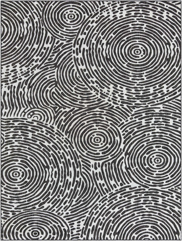 Black and White 9' x 12' Outdoor Modern Rectangle Area Rug Weather Resistant for Patio, Deck, Terrace, Balcony, Porch 100% Polypropylene Modern Outside Carpet for Sale at Rug Engine
