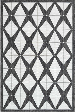Black and White 5' 3 x 8' Outdoor Modern Rectangle Area Rug Weather Resistant for Patio, Deck, Terrace, Balcony, Porch 100% Polypropylene Modern Outside Carpet for Sale at Rug Engine