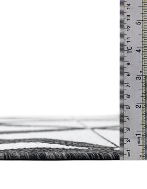Black and White 3' 1 x 3' 1 Outdoor Modern Round Area Rug Weather Resistant for Patio, Deck, Terrace, Balcony, Porch 100% Polypropylene Modern Outside Carpet for Sale at Rug Engine