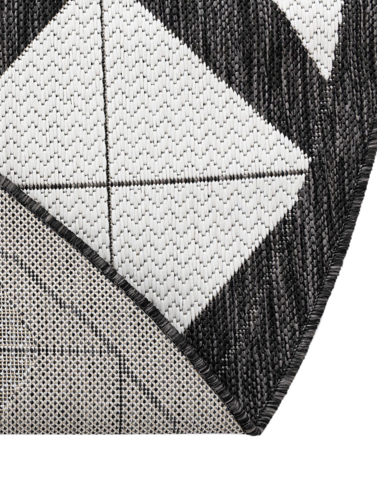 Black and White 12' x 12' Outdoor Modern Round Area Rug Weather Resistant for Patio, Deck, Terrace, Balcony, Porch 100% Polypropylene Modern Outside Carpet for Sale at Rug Engine