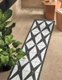Black and White 2' 7 x 12' Outdoor Modern Runner Area Rug Weather Resistant for Patio, Deck, Terrace, Balcony, Porch 100% Polypropylene Modern Outside Carpet for Sale at Rug Engine