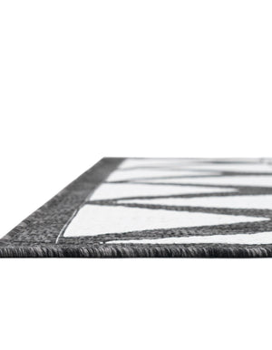 Black and White 2' x 8' Outdoor Modern Runner Area Rug Weather Resistant for Patio, Deck, Terrace, Balcony, Porch 100% Polypropylene Modern Outside Carpet for Sale at Rug Engine