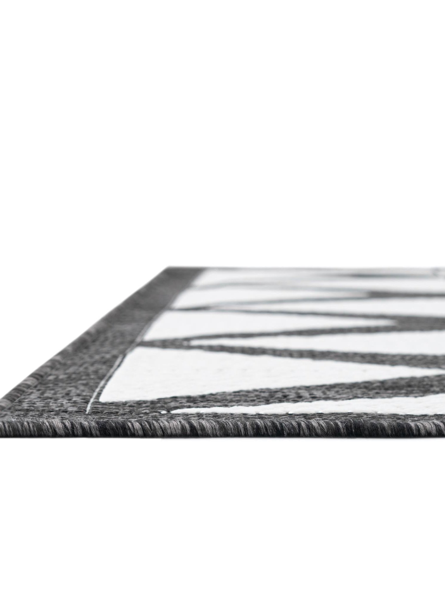 Black and White 7' 10 x 7' 10 Outdoor Modern Square Area Rug Weather Resistant for Patio, Deck, Terrace, Balcony, Porch 100% Polypropylene Modern Outside Carpet for Sale at Rug Engine