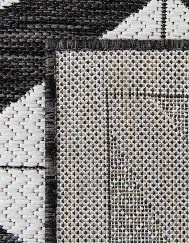 Black and White 10' x 10' Outdoor Modern Square Area Rug Weather Resistant for Patio, Deck, Terrace, Balcony, Porch 100% Polypropylene Modern Outside Carpet for Sale at Rug Engine