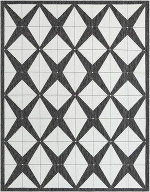 Black and White 7' 10 x 10' Outdoor Modern Rectangle Area Rug Weather Resistant for Patio, Deck, Terrace, Balcony, Porch 100% Polypropylene Modern Outside Carpet for Sale at Rug Engine