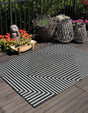 Black and White 6' 1 x 9' Outdoor Modern Rectangle Area Rug Weather Resistant for Patio, Deck, Terrace, Balcony, Porch 100% Polypropylene Modern Outside Carpet for Sale at Rug Engine