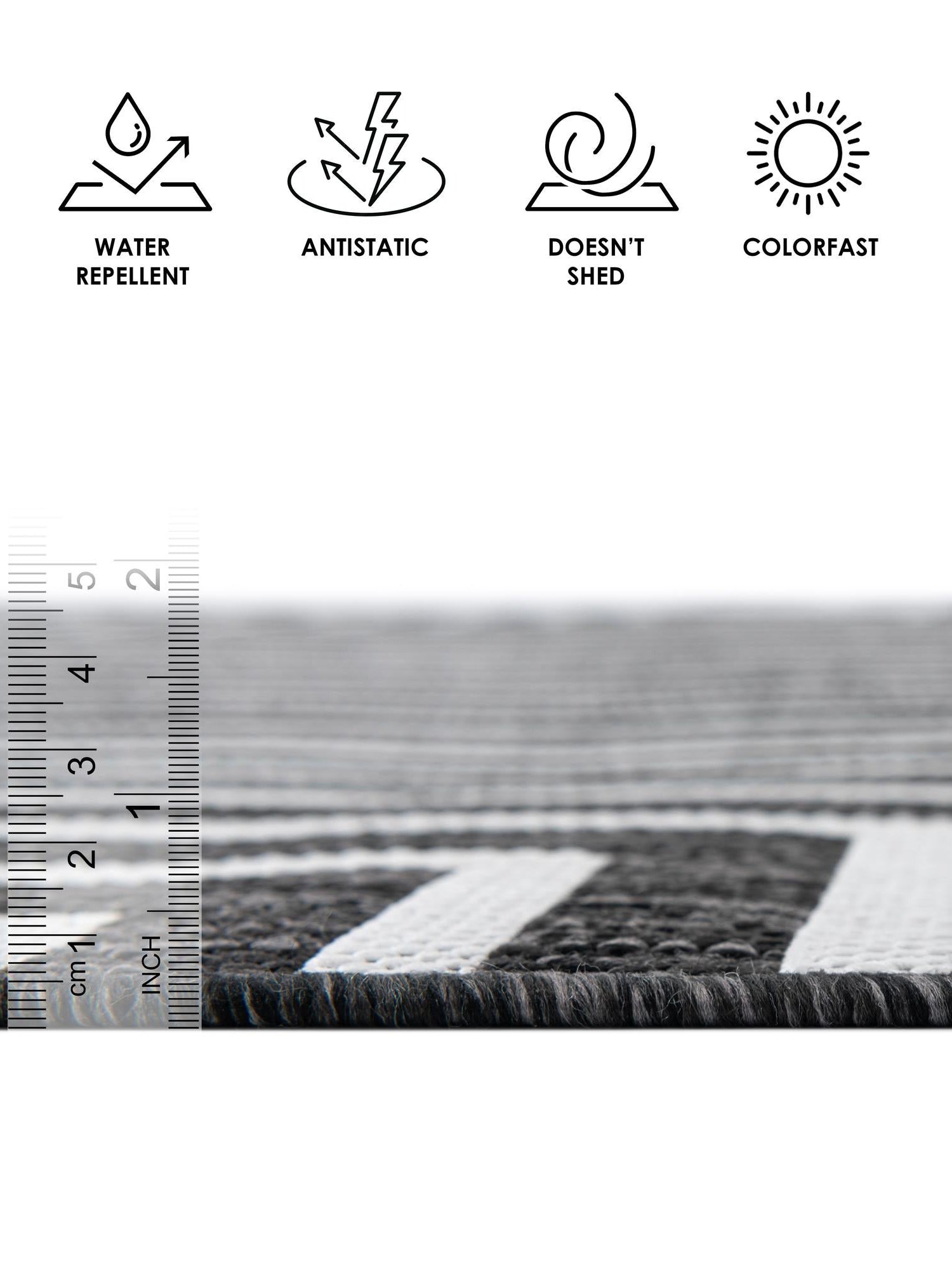Black and White 6' 1 x 9' Outdoor Modern Rectangle Area Rug Weather Resistant for Patio, Deck, Terrace, Balcony, Porch 100% Polypropylene Modern Outside Carpet for Sale at Rug Engine