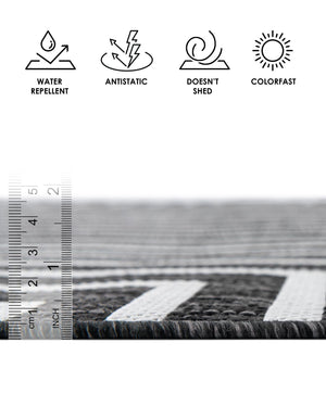Black and White 6' 1 x 9' Outdoor Modern Rectangle Area Rug Weather Resistant for Patio, Deck, Terrace, Balcony, Porch 100% Polypropylene Modern Outside Carpet for Sale at Rug Engine