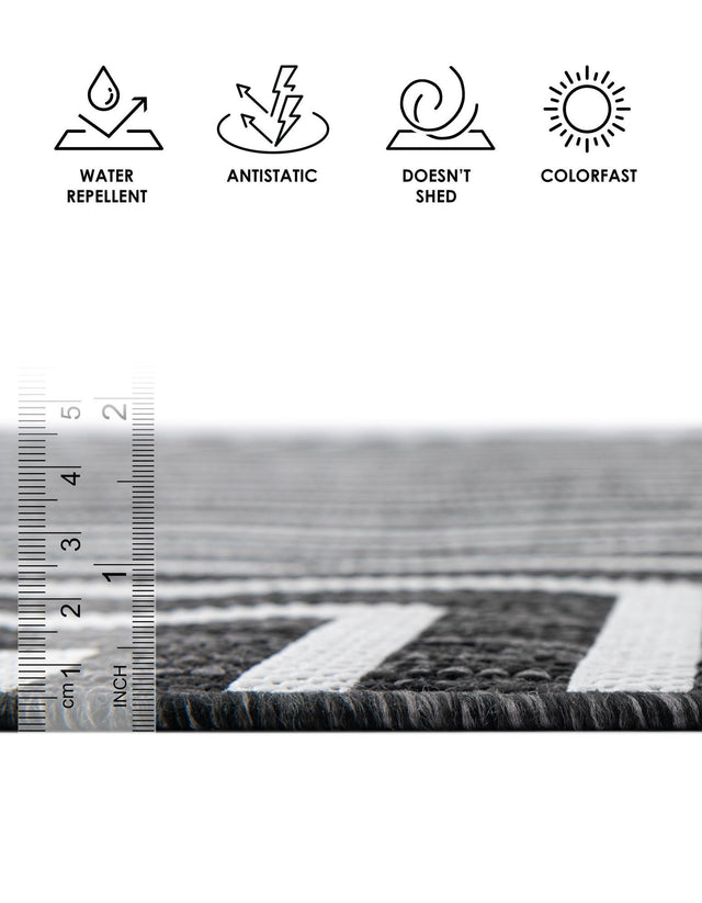 Black and White 6' 1 x 9' Outdoor Modern Rectangle Area Rug Weather Resistant for Patio, Deck, Terrace, Balcony, Porch 100% Polypropylene Modern Outside Carpet for Sale at Rug Engine
