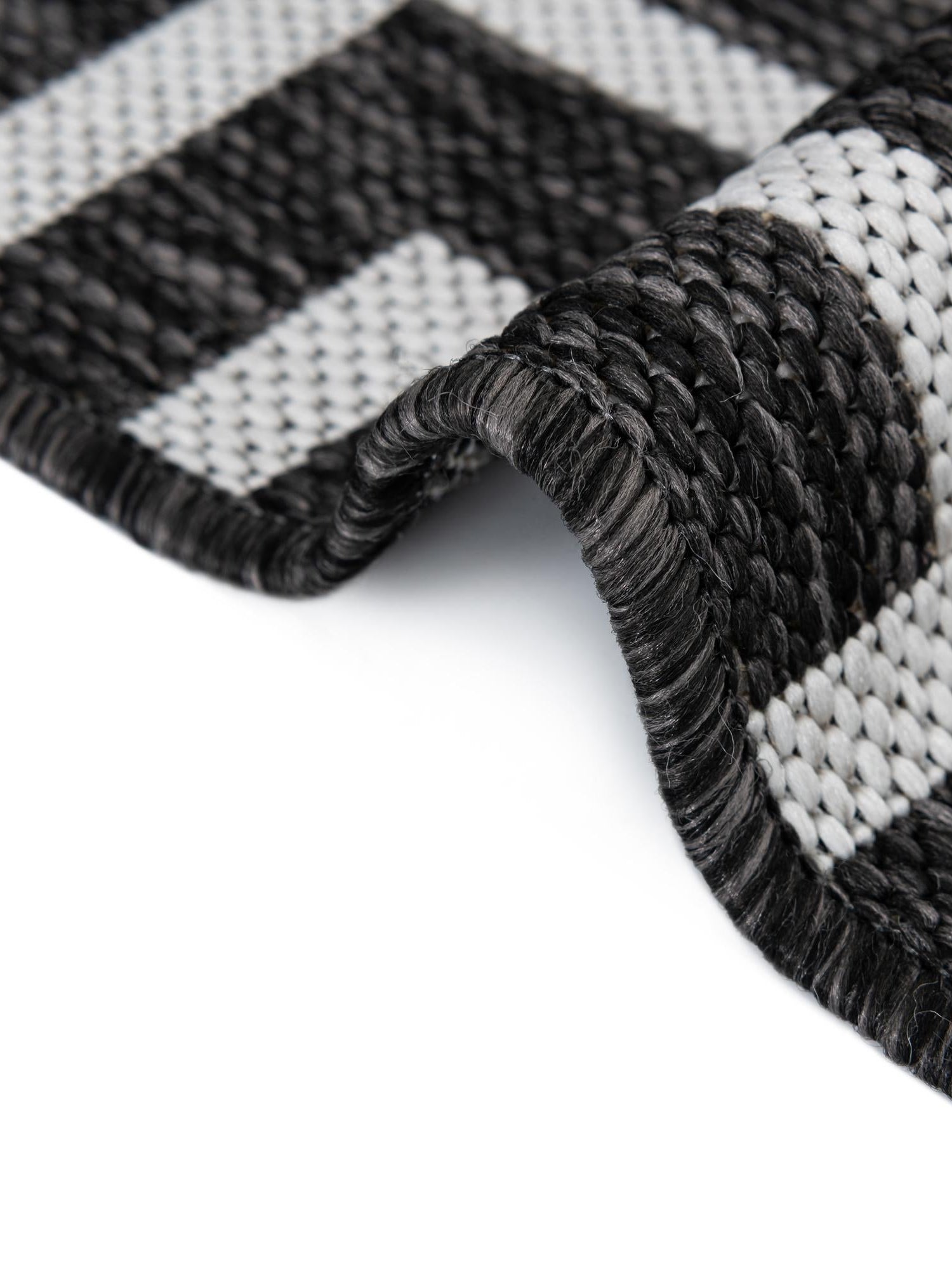Black and White 4' 1 x 6' 1 Outdoor Modern Rectangle Area Rug Weather Resistant for Patio, Deck, Terrace, Balcony, Porch 100% Polypropylene Modern Outside Carpet for Sale at Rug Engine