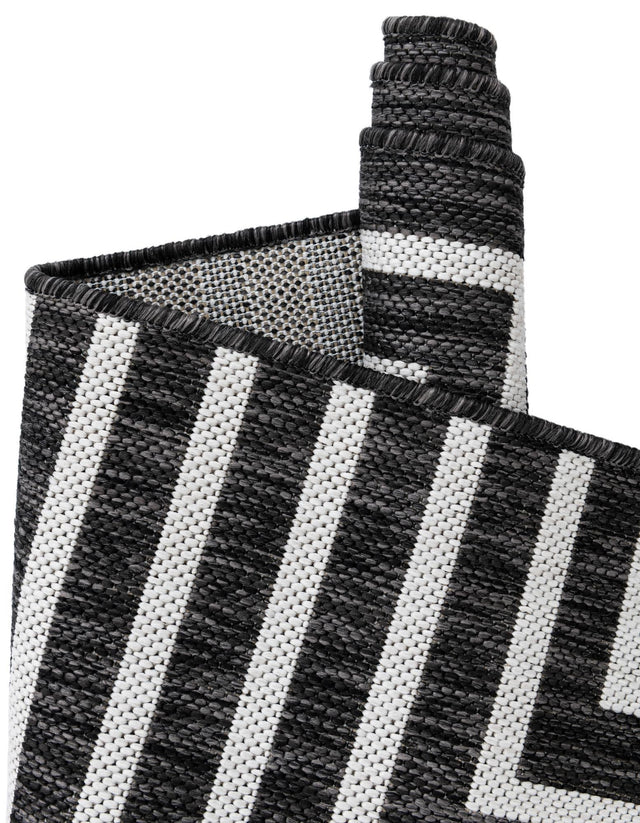 Black and White 7' 10 x 10' Outdoor Modern Rectangle Area Rug Weather Resistant for Patio, Deck, Terrace, Balcony, Porch 100% Polypropylene Modern Outside Carpet for Sale at Rug Engine