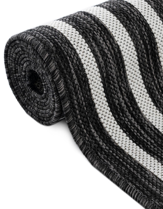 Black and White 6' 1 x 9' Outdoor Modern Rectangle Area Rug Weather Resistant for Patio, Deck, Terrace, Balcony, Porch 100% Polypropylene Modern Outside Carpet for Sale at Rug Engine