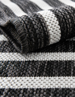 Black and White 2' x 8' Outdoor Modern Runner Area Rug Weather Resistant for Patio, Deck, Terrace, Balcony, Porch 100% Polypropylene Modern Outside Carpet for Sale at Rug Engine