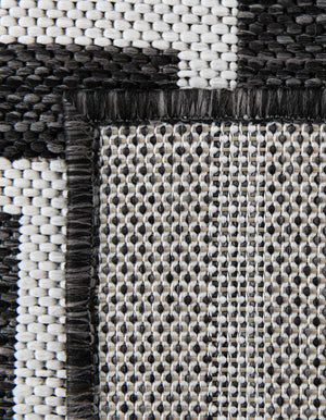 Black and White 2' 7 x 12' Outdoor Modern Runner Area Rug Weather Resistant for Patio, Deck, Terrace, Balcony, Porch 100% Polypropylene Modern Outside Carpet for Sale at Rug Engine