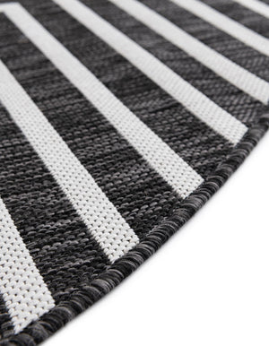 Black and White 4' 1 x 4' 1 Outdoor Modern Round Area Rug Weather Resistant for Patio, Deck, Terrace, Balcony, Porch 100% Polypropylene Modern Outside Carpet for Sale at Rug Engine