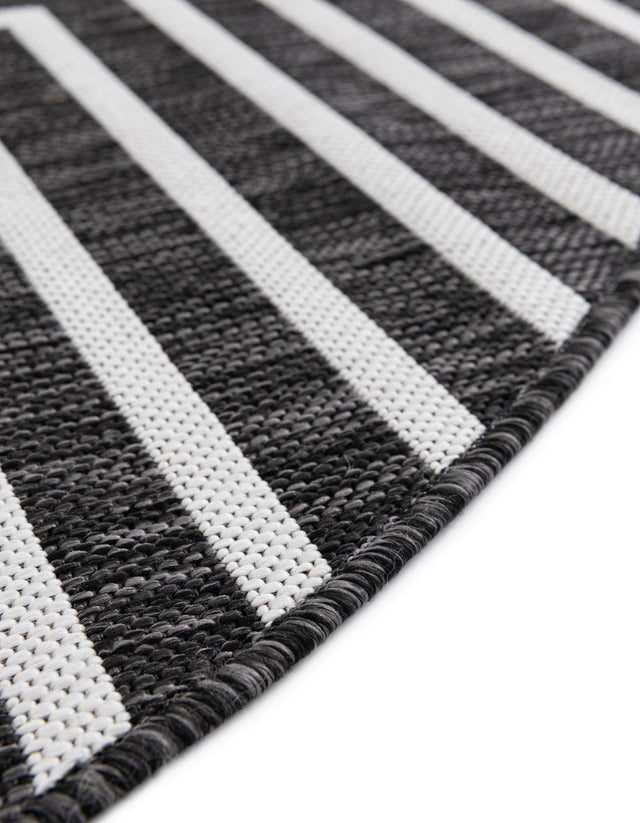 Black and White 12' x 12' Outdoor Modern Round Area Rug Weather Resistant for Patio, Deck, Terrace, Balcony, Porch 100% Polypropylene Modern Outside Carpet for Sale at Rug Engine