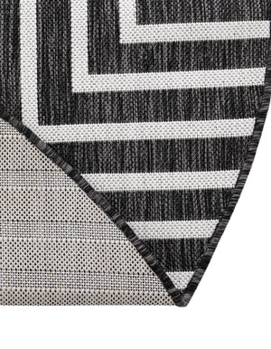 Black and White 12' x 12' Outdoor Modern Round Area Rug Weather Resistant for Patio, Deck, Terrace, Balcony, Porch 100% Polypropylene Modern Outside Carpet for Sale at Rug Engine