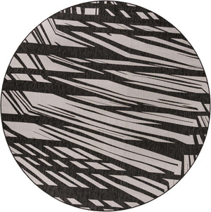 Black and White 10' x 10' Outdoor Modern Round Area Rug Weather Resistant for Patio, Deck, Terrace, Balcony, Porch 100% Polypropylene Modern Outside Carpet for Sale at Rug Engine