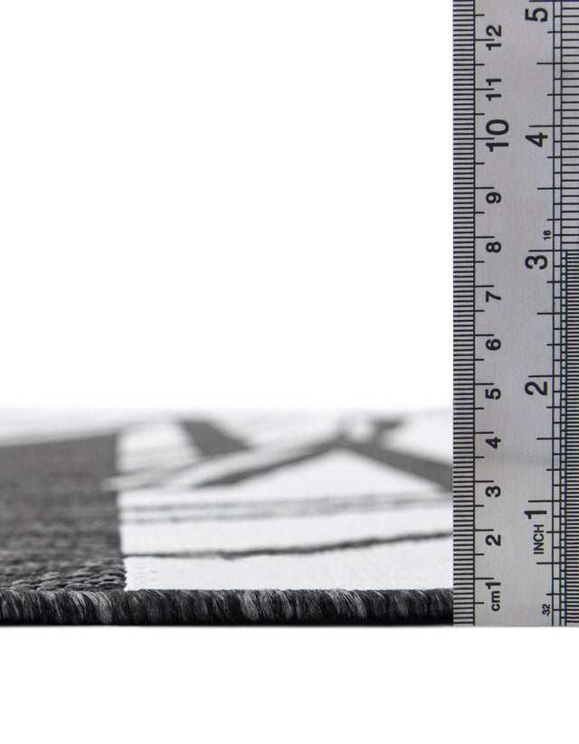 Black and White 5' 3 x 8' Outdoor Modern Rectangle Area Rug Weather Resistant for Patio, Deck, Terrace, Balcony, Porch 100% Polypropylene Modern Outside Carpet for Sale at Rug Engine