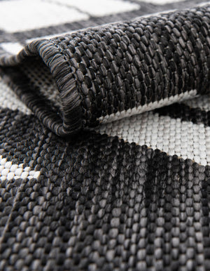 Black and White 5' 3 x 8' Outdoor Modern Rectangle Area Rug Weather Resistant for Patio, Deck, Terrace, Balcony, Porch 100% Polypropylene Modern Outside Carpet for Sale at Rug Engine