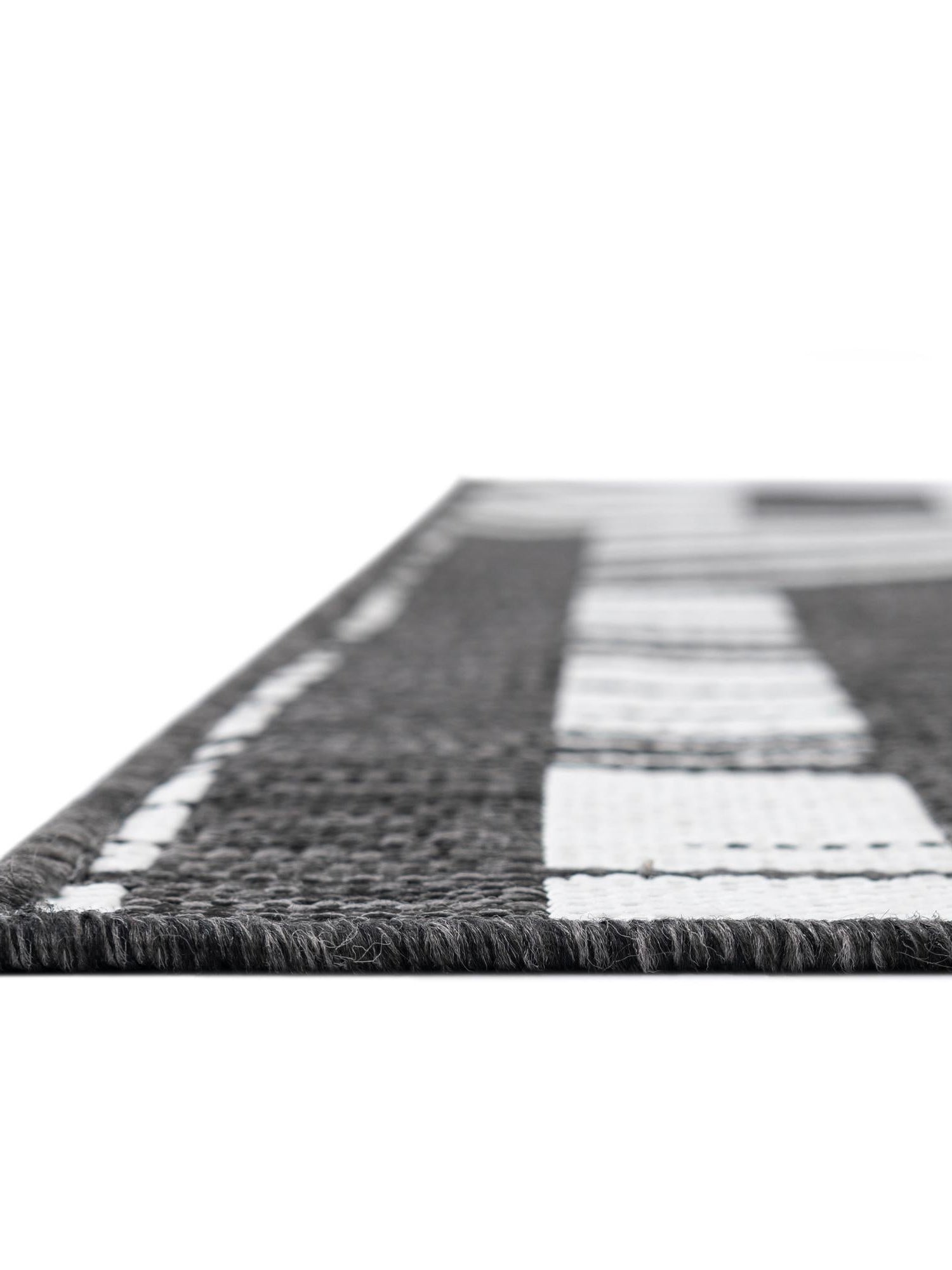 Black and White 4' 1 x 6' 1 Outdoor Modern Rectangle Area Rug Weather Resistant for Patio, Deck, Terrace, Balcony, Porch 100% Polypropylene Modern Outside Carpet for Sale at Rug Engine