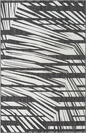 Black and White 5' 3 x 8' Outdoor Modern Rectangle Area Rug Weather Resistant for Patio, Deck, Terrace, Balcony, Porch 100% Polypropylene Modern Outside Carpet for Sale at Rug Engine