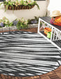 Black and White 3' 1 x 3' 1 Outdoor Modern Round Area Rug Weather Resistant for Patio, Deck, Terrace, Balcony, Porch 100% Polypropylene Modern Outside Carpet for Sale at Rug Engine