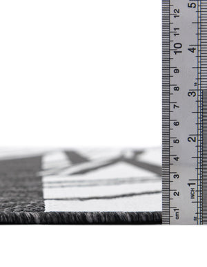 Black and White 3' 1 x 3' 1 Outdoor Modern Round Area Rug Weather Resistant for Patio, Deck, Terrace, Balcony, Porch 100% Polypropylene Modern Outside Carpet for Sale at Rug Engine