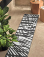 Black and White 2' x 5' 3 Outdoor Modern Runner Area Rug Weather Resistant for Patio, Deck, Terrace, Balcony, Porch 100% Polypropylene Modern Outside Carpet for Sale at Rug Engine